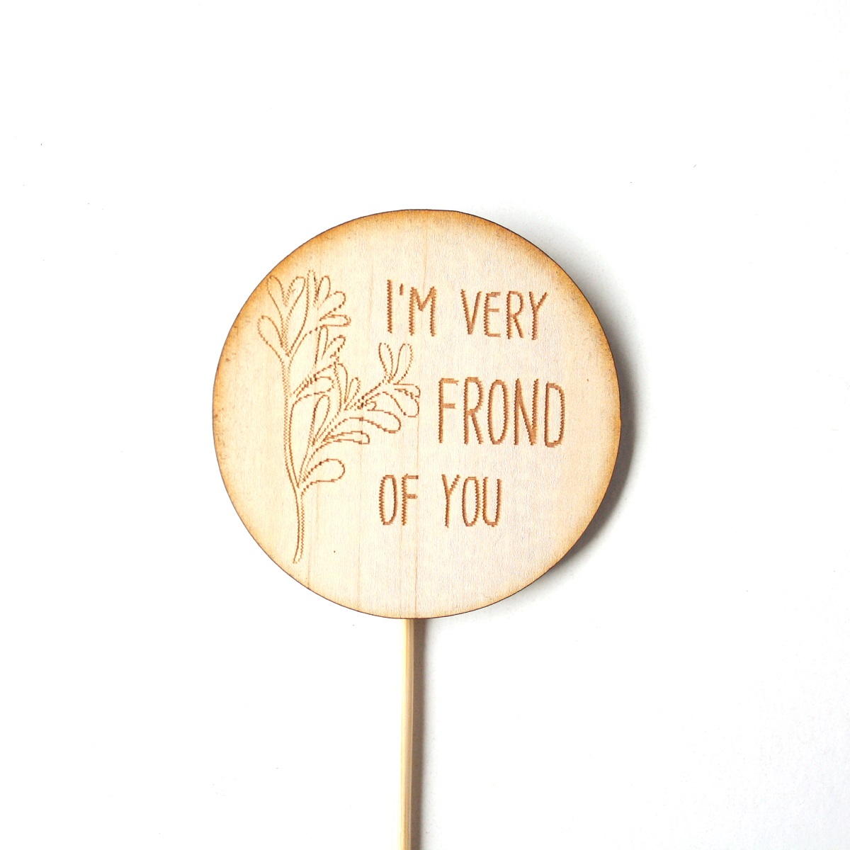 I'm very frond of you. Plant pun timber plant marker.